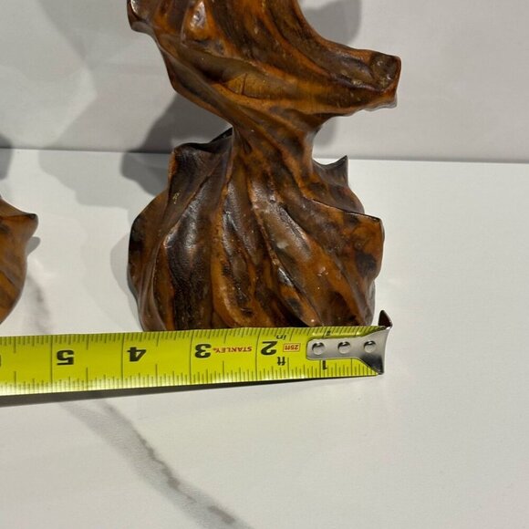 Vintage Natural Wood Raw Edge Tree Trunk Wood Candlestick Holder Brown Size 4"x1 - Picture 3 of 10